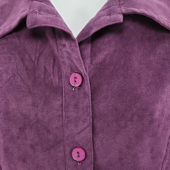 💚Vintage Paris Sport Club Purple Buttoned & Collared Fitted Top Large - Picture 7 of 13